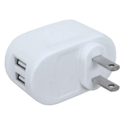Cargador Usb Manhattan Para Casa Popcharge Nema 5-15 2 Puertos Usb Color Blanco - 101738 FullOffice.com