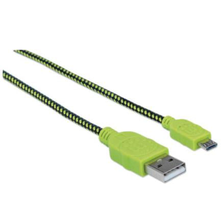 Cable Manhattan Micro-B Usb Alta Velocidad 1M Color Negro-Verde - 352772 FullOffice.com