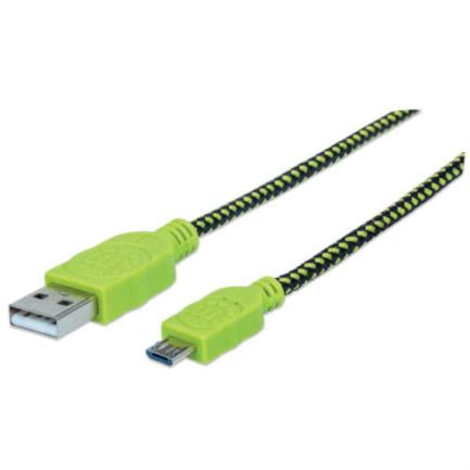 Cable Manhattan Micro-B Usb Alta Velocidad 1M Color Negro-Verde - 352772 FullOffice.com