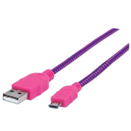 Cable Manhattan Micro-B Usb Alta Velocidad 1M Color Rosa-Morado - 352758 FullOffice.com