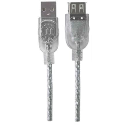 Cable Manhattan Extensión Usb-A 2.0 Alta Velocidad 3M Color Plata - 340496 FullOffice.com