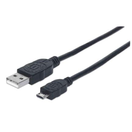 Cable Manhattan Usb-A Micro Usb-B 2.0 Alta Velocidad 0.5M Color Negro - 325677 FullOffice.com