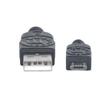 Cable Manhattan Usb-A Micro Usb-B 2.0 Alta Velocidad 0.5M Color Negro - 325677 FullOffice.com