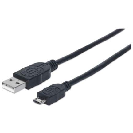 Cable Manhattan Usb-A Micro Usb-B 2.0 Alta Velocidad 3M Color Negro - 325684 FullOffice.com