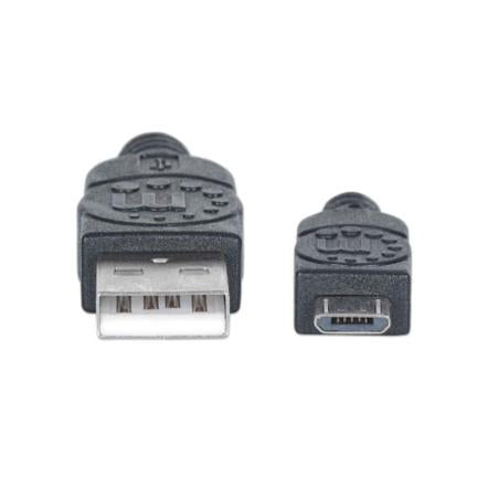 Cable Manhattan Usb-A Micro Usb-B 2.0 Alta Velocidad 3M Color Negro - 325684 FullOffice.com