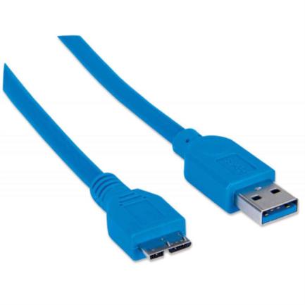 Cable Manhattan Usb Micro-B Súper Velocidad 3.2 Gen1 2M Color Azul - 325424 FullOffice.com