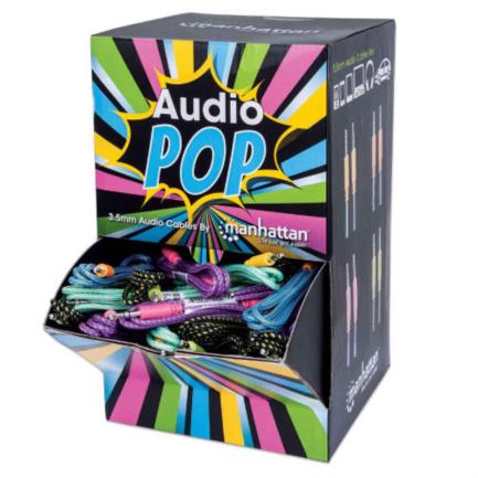 Display Manhattan Para Mostrador Cable M-M Audio 3.5Mm 1M Colores Surtidos C/60 Pzas - 390682 FullOffice.com