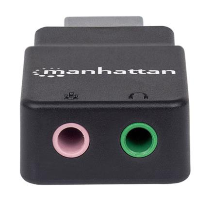 Adaptador Manhattan Sonido Estéreo USB Alta Velocidad a Puertos 3.5mm Color Negro - MANHATTAN - CONVERTIDOR USB - FullOffice.com