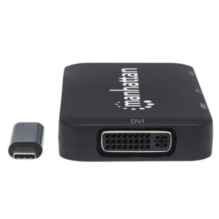 Convertidor Manhattan Usb-C 4 En 1 Para Audio/Video Hdmi/Dp/Vga/Dvi Color Negro - 152600 FullOffice.com