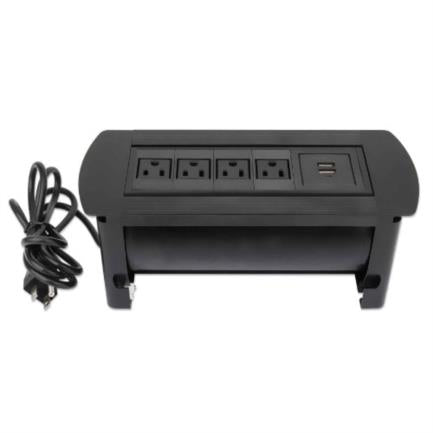 Caja De Conexión Manhattan Para Mesa 4 Tomas 2 Puertos Usb Color Negro - 164849 FullOffice.com