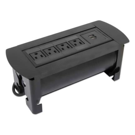 Caja De Conexión Manhattan Para Mesa 4 Tomas 2 Puertos Usb Color Negro - 164849 FullOffice.com