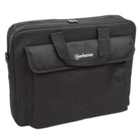 Manhattan Maletín para portátil London 15,6", tipo top loader, negro, ECONÓMICO, bolsillo para accesorios, correa de hombro desmontable, alternativa más económica a Targus TAR300, garantía 3 años Laptop Monocromo 39,6 cm (15.6") Maletín Negro