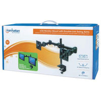 Manhattan Soporte para monitor, de escritorio, movimiento articulado, 2 pantallas planas de 13" a 24" máximo 6 kg cada uno Monitor Negro