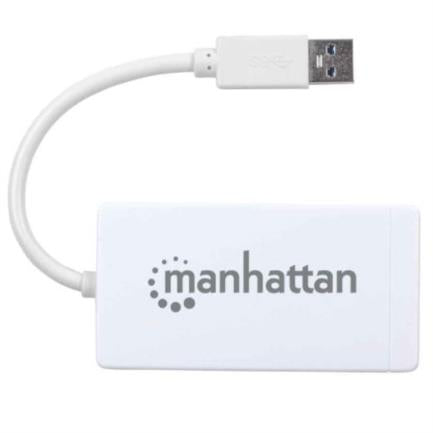 Hub Manhattan Usb 3.0 Con 3 Puertos/Adaptador Gigabit Ethernet - 507578 FullOffice.com