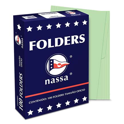 Folder Nassa Premium Oficio Verde C/100 Piezas - Pv1002 FullOffice.com