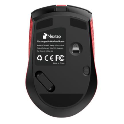 Mouse Nextep Inalámbrico Recargable Switch Encendido 1600 Dpi Color Negro-Rojo - Ne-413Nr FullOffice.com