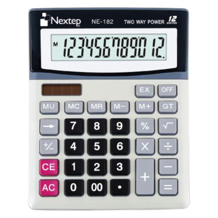 Calculadora Nextep 12 Dígitos Escritorio Bateria/Solar - Ne-182 FullOffice.com