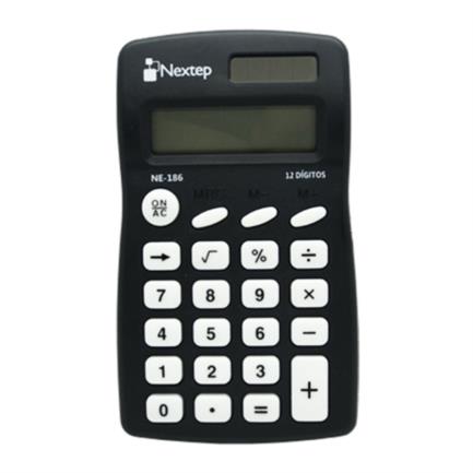 Calculadora Nextep 12 Dígitos De Bolsillo Funciones Básicas Solar/Batería - Ne-186 FullOffice.com