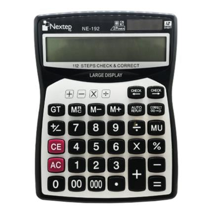 Calculadora Nextep 12 Dígitos Pantalla Grande Escritorio Cubierta Metálica Batería/Solar - Ne-192 FullOffice.com