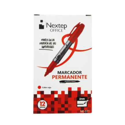 Marcador Permanente Nextep Punto Fino 2Mm Rojo C/12 Pzas - Ne-071 FullOffice.com