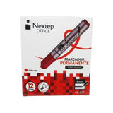 Marcador Permanente Nextep Punta Gruesa Cincel 4Mm Rojo C/12 Pzas - Ne-075 FullOffice.com