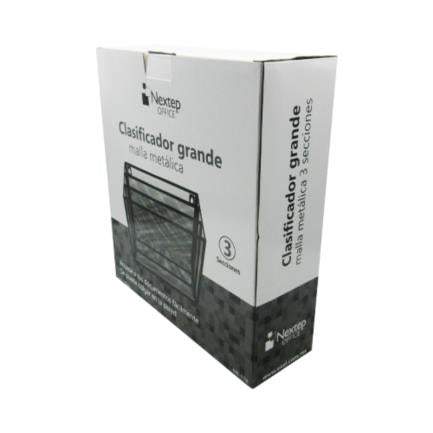 Clasificador Nextep Malla Metálica 3 Niveles Grande Caja Blanco-Negro - Ne-176 FullOffice.com