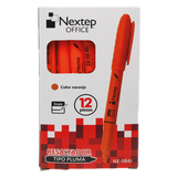 Marcador Nextep Resaltador Tipo Pluma Color Naranja C/12 Pzas FullOffice.com