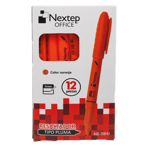 Marcador Nextep Resaltador Tipo Pluma Color Naranja C/12 Pzas FullOffice.com