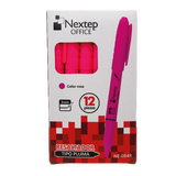 Marcador Nextep Resaltador Tipo Pluma Color Rosa C/12 Pzas FullOffice.com