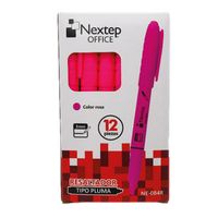 Marcador Nextep Resaltador Tipo Pluma Color Rosa C/12 Pzas FullOffice.com