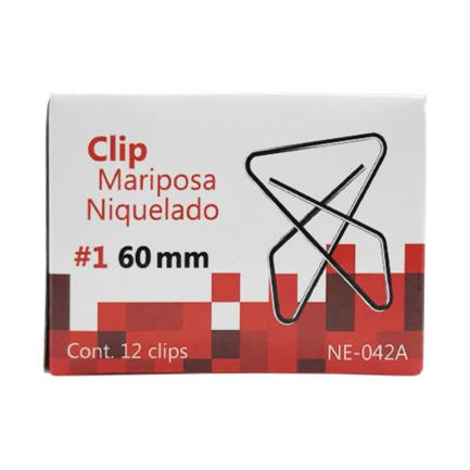 Clip Mariposa Nextep Niquelado #1 60Mm 12 Clips - Ne-042A FullOffice.com