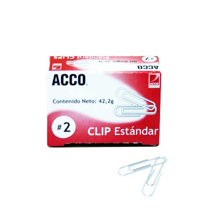 Clip Acco Estandar No.2 Inox Pqte C/100 Clips Institucional - P0615 FullOffice.com