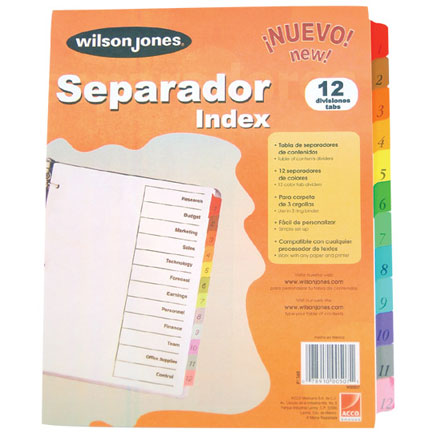 Separador Wilson Jones 12 Divisiones Economico - P1348 FullOffice.com