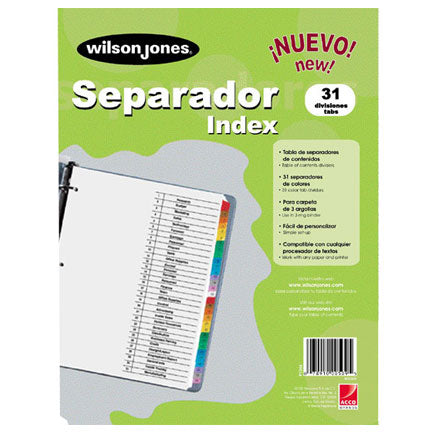 Separador Wilson Jones 31 Divisiones Economico - P1366 FullOffice.com
