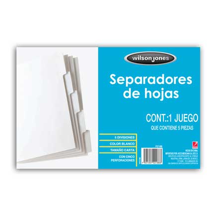 Separador Acco 5 Divisiones Papel Blanco - P2188 FullOffice.com