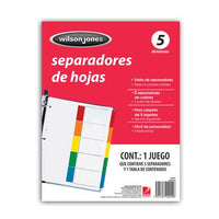Separador Acco Tab 5 Div Ceja Color Sin Numeracion - P2455 FullOffice.com