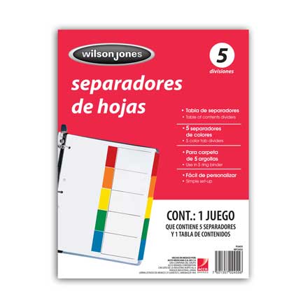 Separador Acco Tab 5 Div Ceja Color Sin Numeracion - P2455 FullOffice.com
