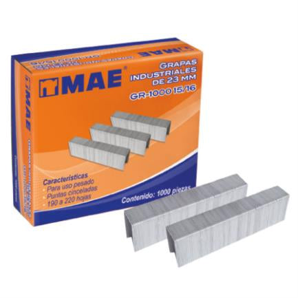 Grapas Mae Industriales Uso Pesado No. 15/16 Engrapa 190 A 220 Hojas Caja C/1000 - Gr-1000 # 15/16 FullOffice.com