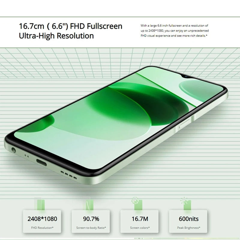 Smartphone Realme C35 6.58" 128Gb/4Gb Cámara 50Mp+2Mp/8Mp Unisoc Android 11 Color Verde