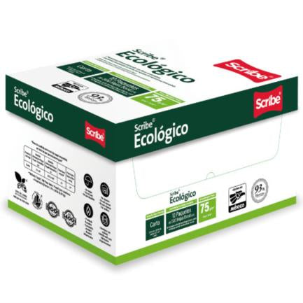 Papel Cortado Scribe Ecológico Carta 93% De Blancura 75Gr Caja C/5000 Hojas FullOffice.com