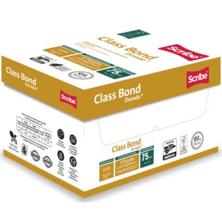 Papel Cortado Scribe Class Bond Dorado Carta 93% De Blancura 75Gr Caja C/5000 Hojas FullOffice.com