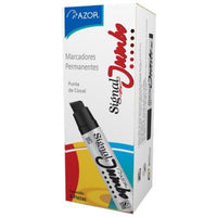Marcador Permanente Signal Jumbo Punta Cincel Color Negro C/4 Pzas - 43000Ne FullOffice.com