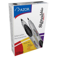 Marcador Permanente Signal Dúo Punta Fina/Ultrafina Color Negro C/12 Pzas - 3300Ne FullOffice.com