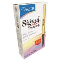Marcador Permanente Signal Metalink Punta Bala Color Dorado C/12 Pzas - 30009 FullOffice.com