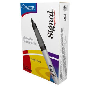 Marcador Permanente Signal Fino Punta Bala Color Negro C/12 Pzas - 30001 Signal FullOffice.com