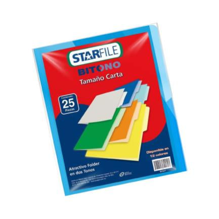 Folder Starfile Bitono Carta Color Azul C/25 Pzas - Ph0090 FullOffice.com