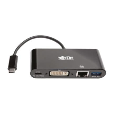 Adaptador Multipuerto Tripp Lite USB-C/Dvi/USB-A/GbE Carga PD Color Negro - TRIPP-LITE - ADAPTADORES - FullOffice.com