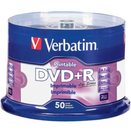 Dvd+R Verbatim Life Series White 4.7Gb 16X Imprimible Inyección De Tinta Paq C/50 - 98492 FullOffice.com