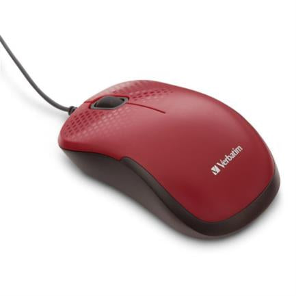 Mouse Verbatim Silent Corded Óptico Color Rojo - 70234 FullOffice.com