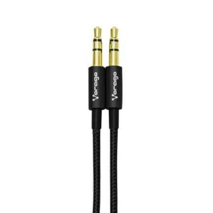 Cable Vorago Cab-115 Audio Auxiliar 3.5Mm Metálico 1M Color Negro - Ac-365810-4 FullOffice.com